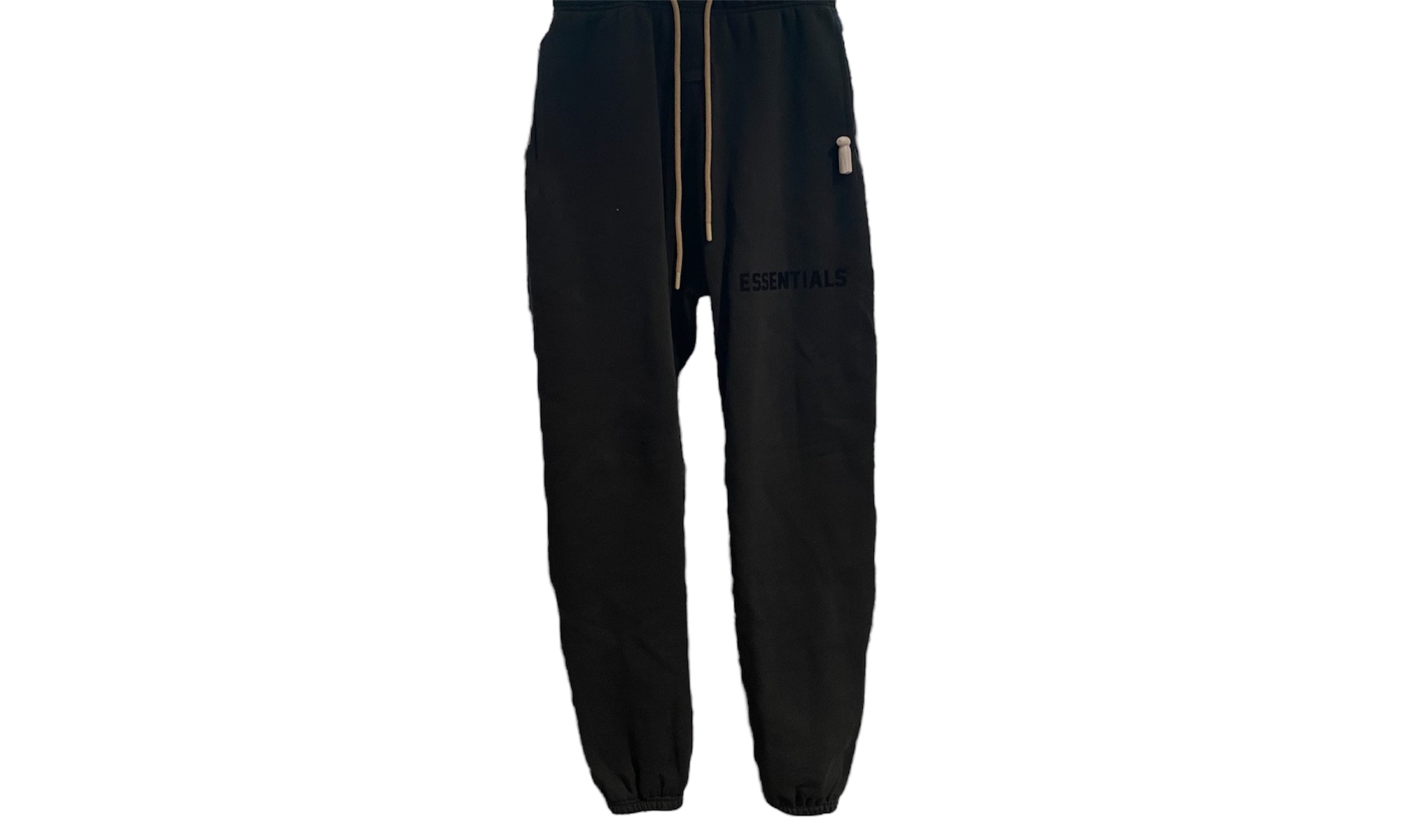 Used Fear of God Essentials Cream Drawstring Sweatpant Jet Black
