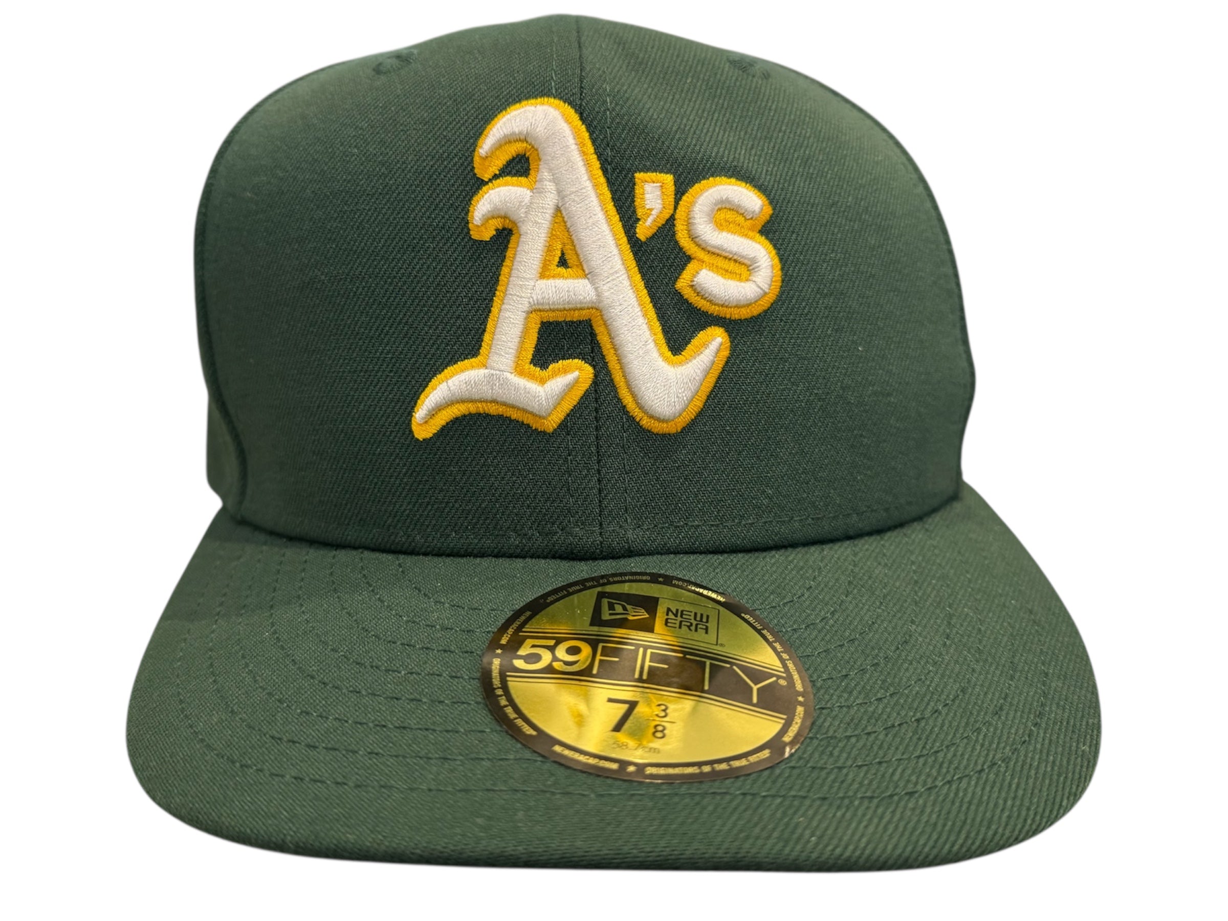 New Era Used Oakland Athletics Fitted Cap Green Yellow - test