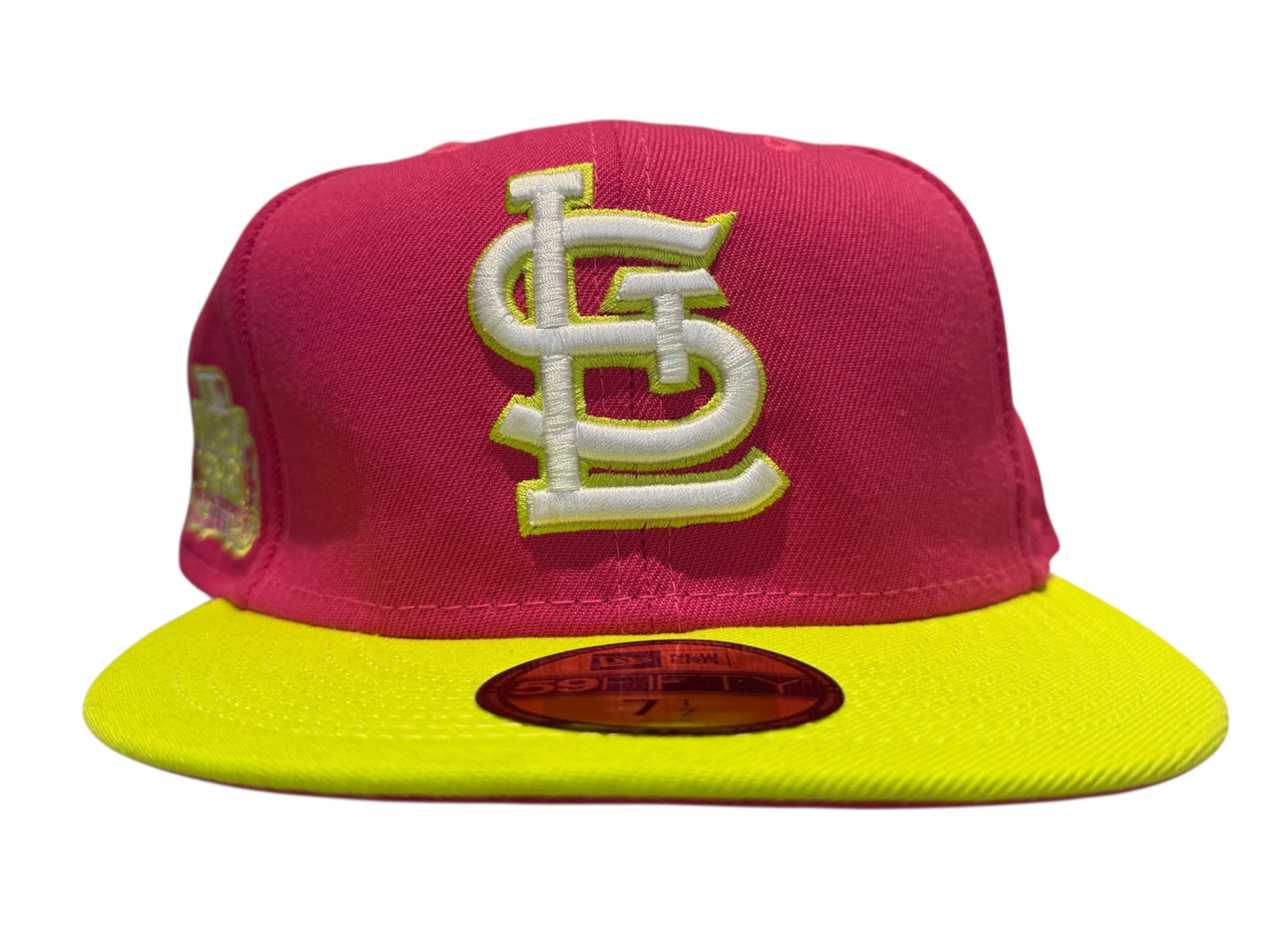 New Era Used St. Louis Pink Neon Green Fitted Cap - test