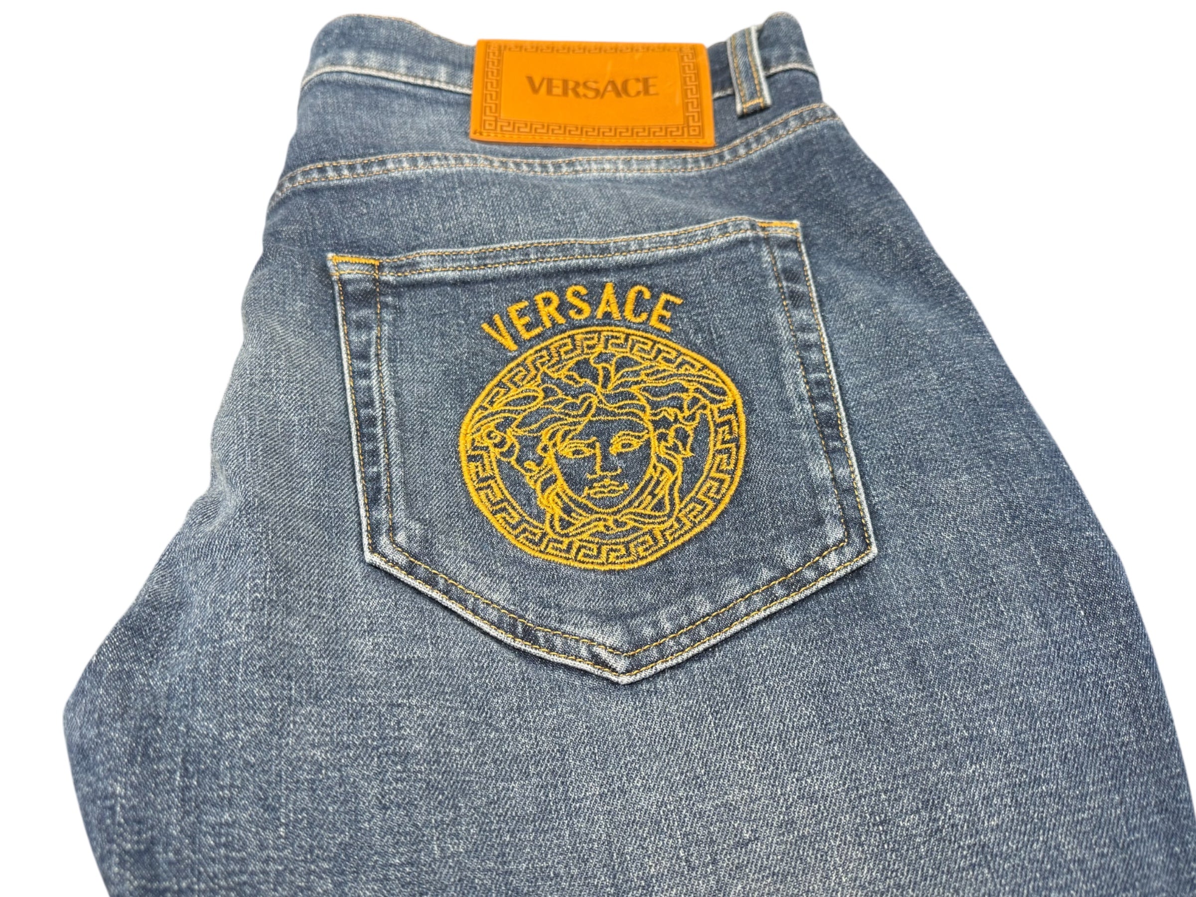 Used Versace Embroidered Blue Denim