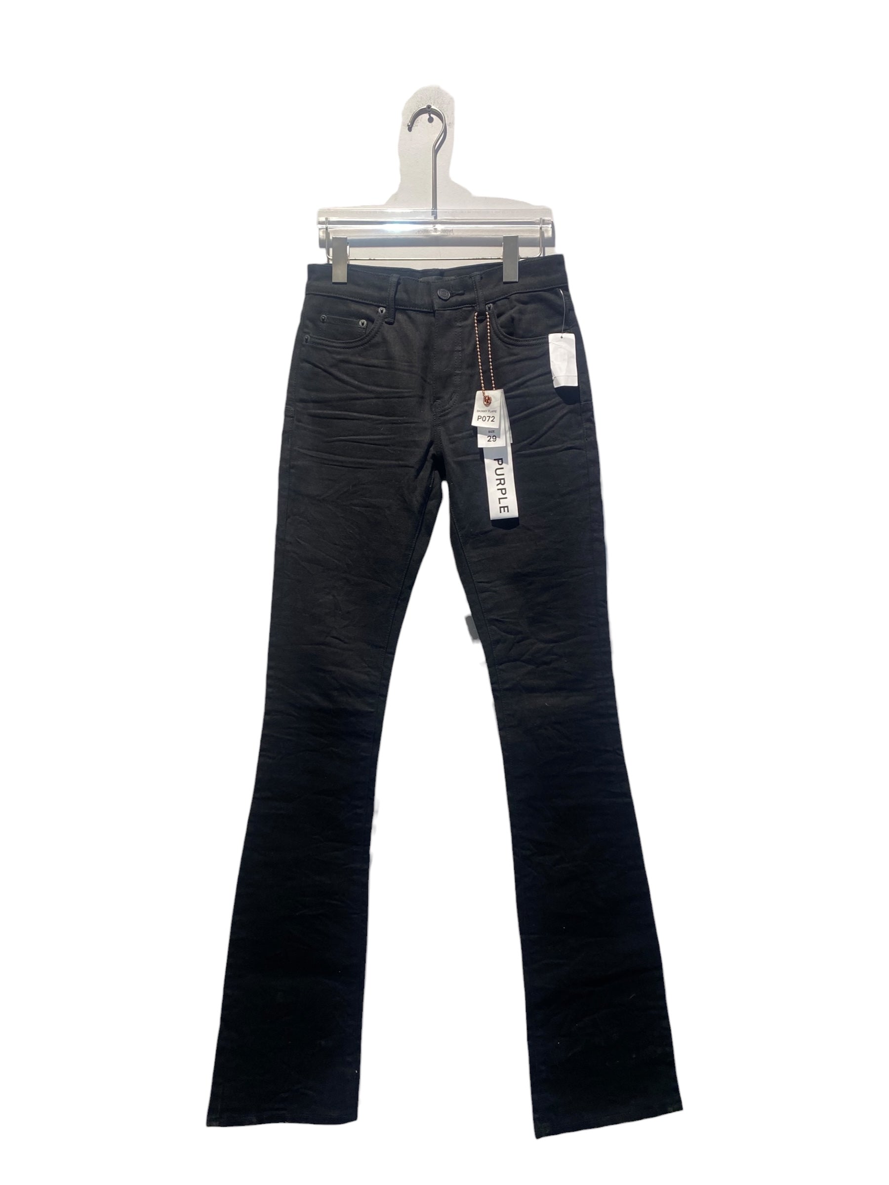 Used Purple Brand Super Stack Flare Raw P072 Black Jeans (PBJ1