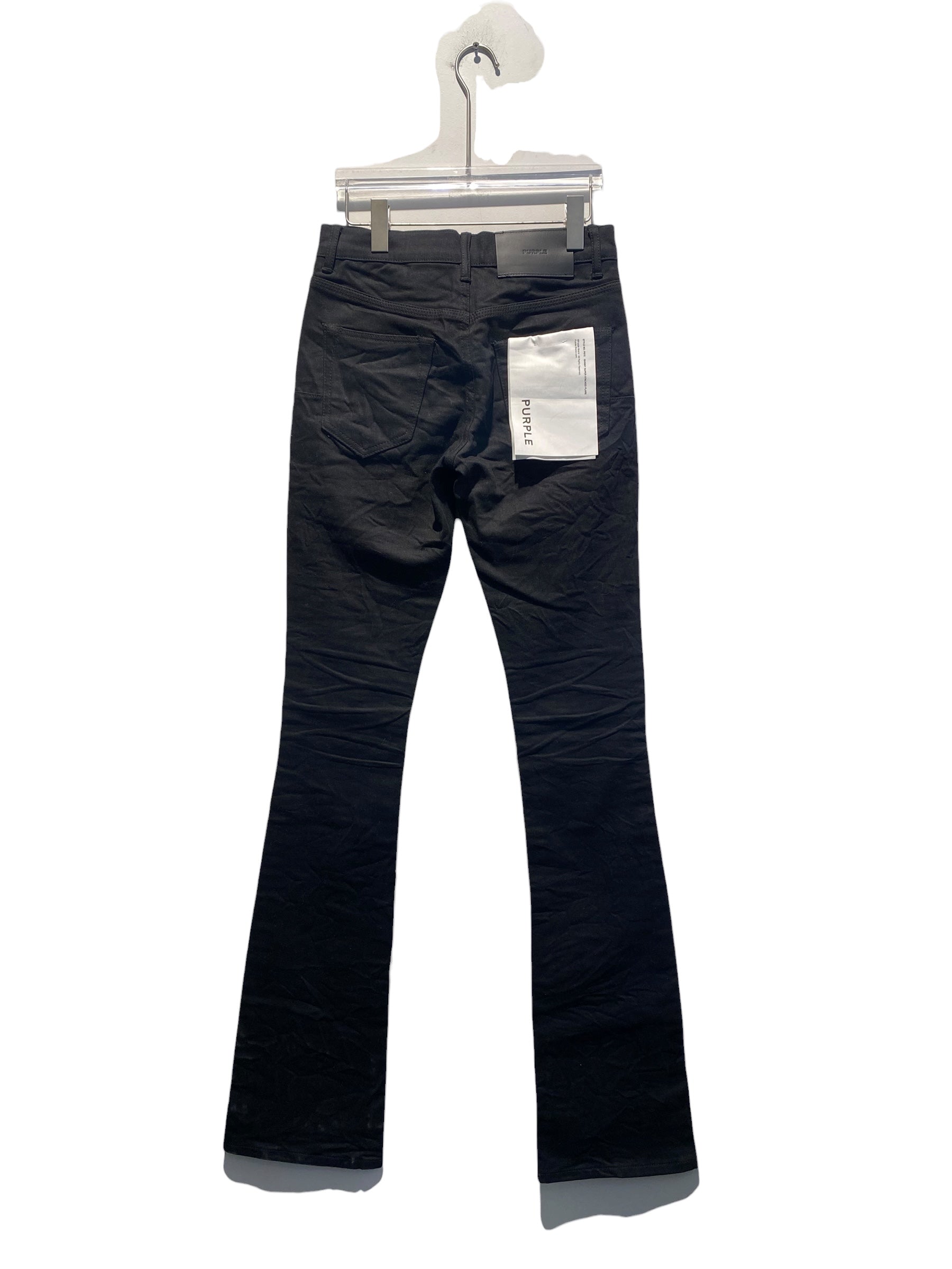 Purple Used Purple Brand Super Stack Flare Raw P072 Black Jeans - PBJ1