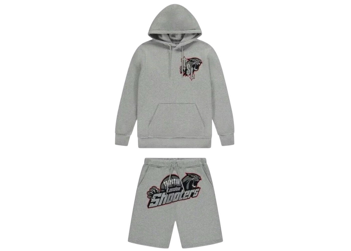 Used Trapstar Shooters Hoodie Short Set Grey/Red