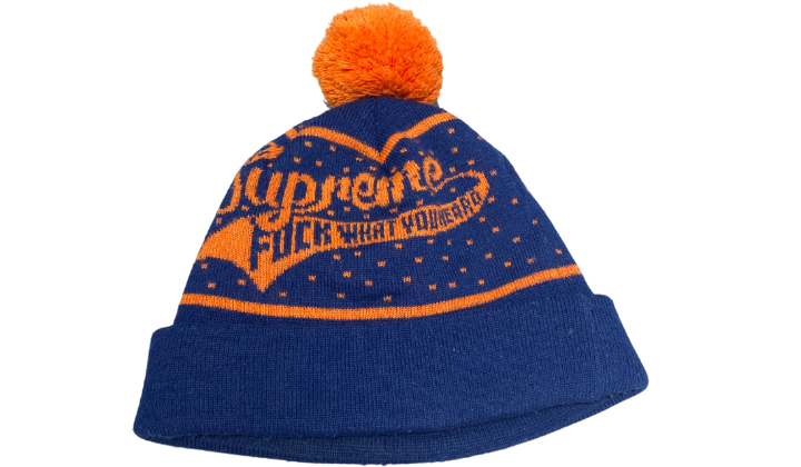 Supreme Used Supreme blue F What You Heard beanie - 227251505