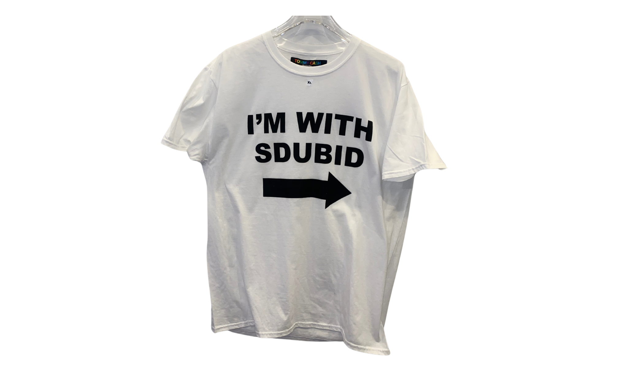 The Tommy Cash I'm with sdubid right arrow tee white - TOMMY7