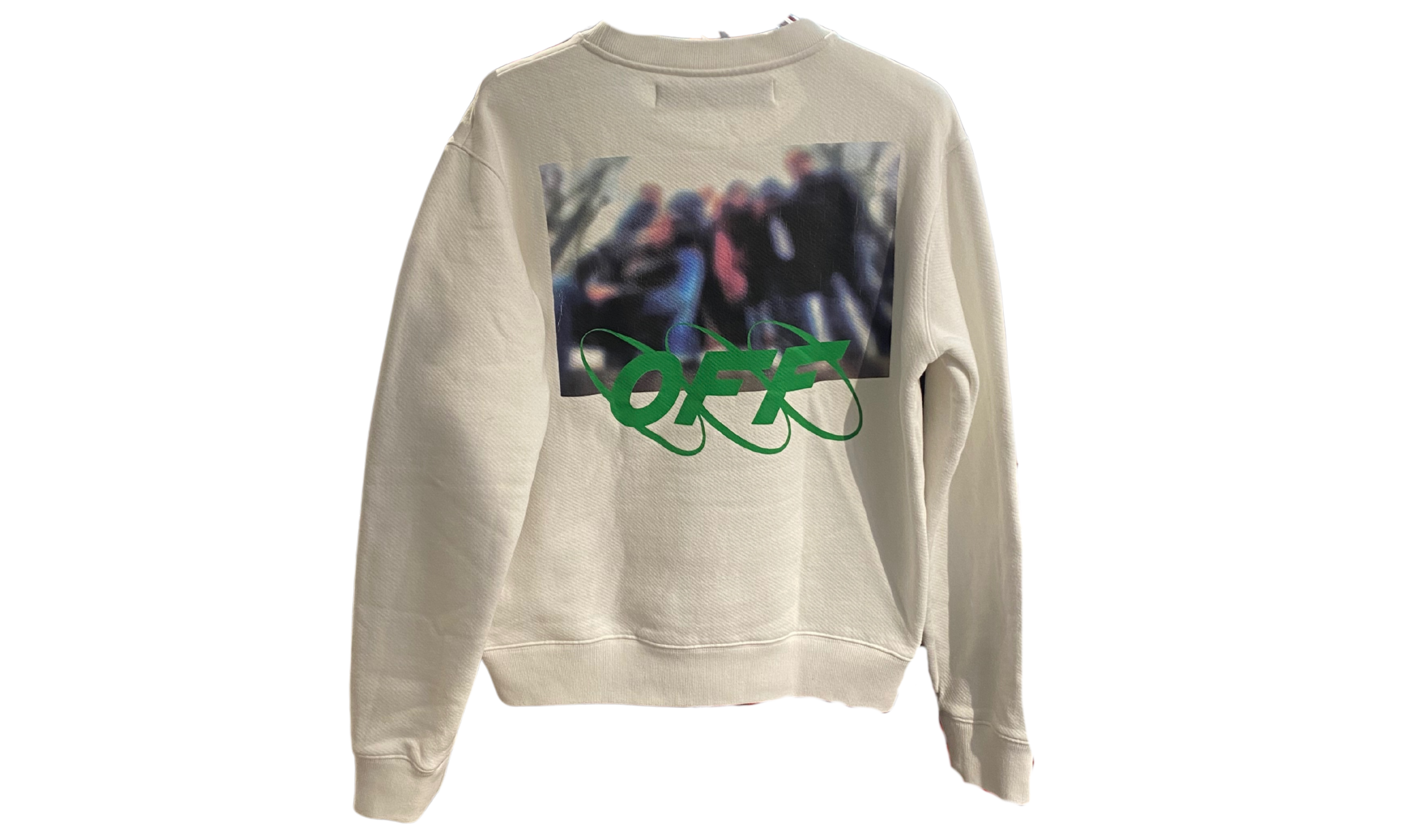 OFF-WHITE Used OFF-WHITE Spray Blurred Sweatshirt White - OMBA025F19D250050188