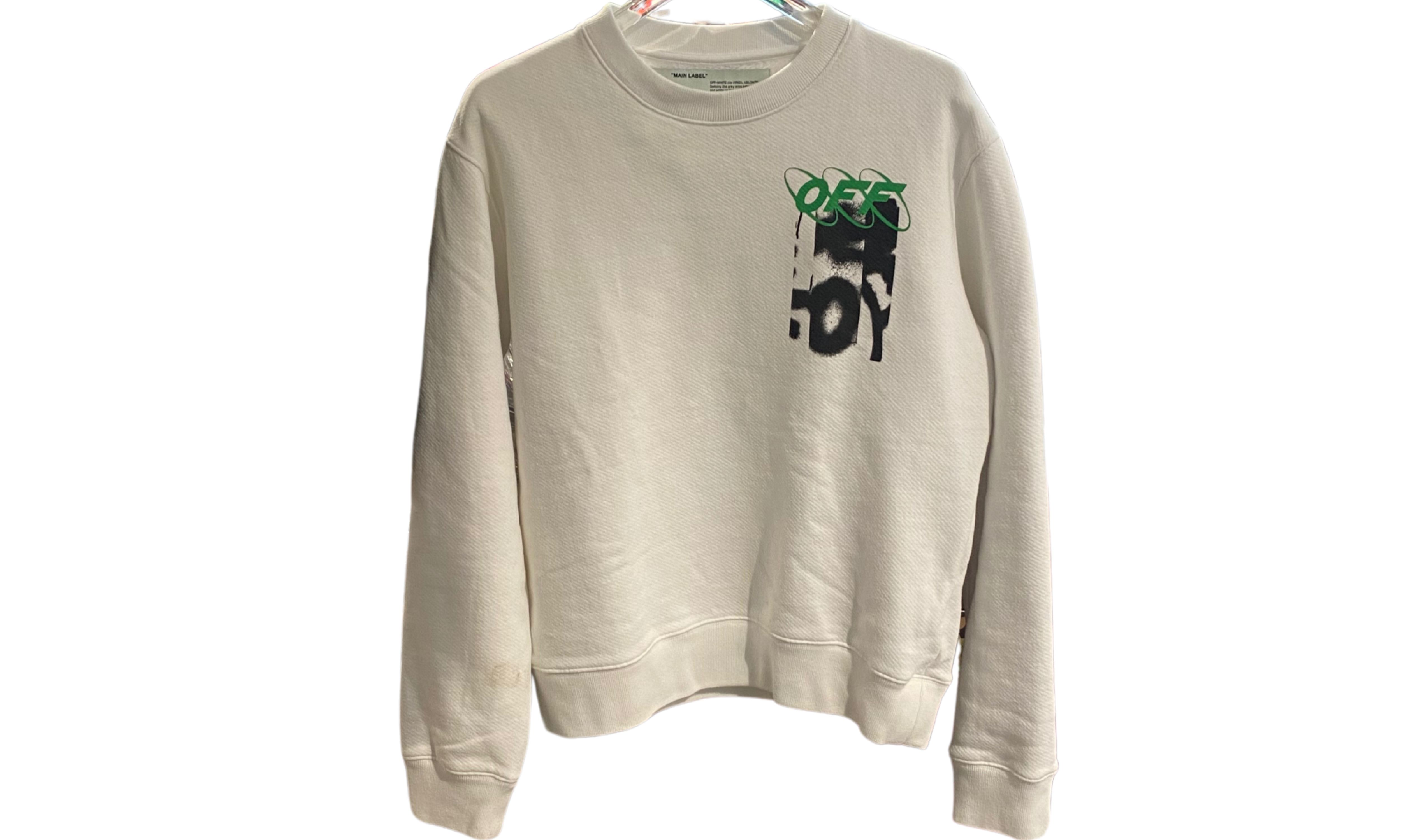 OFF-WHITE Used OFF-WHITE Spray Blurred Sweatshirt White - OMBA025F19D250050188