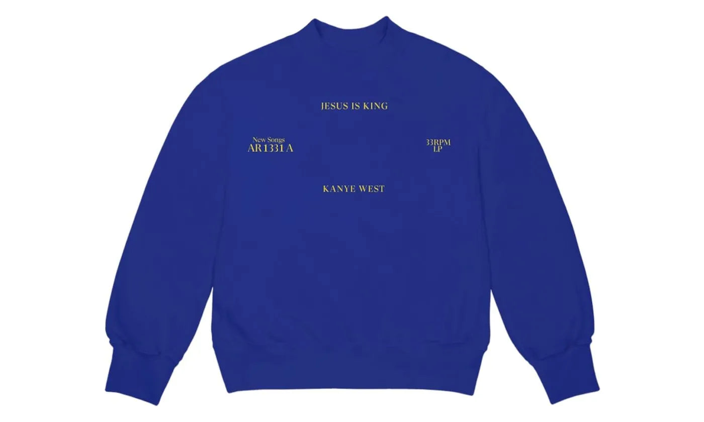 Kanye West Jesus Is King Vinyl I Crewneck Blue - KW-KWJIKV-BLUE1