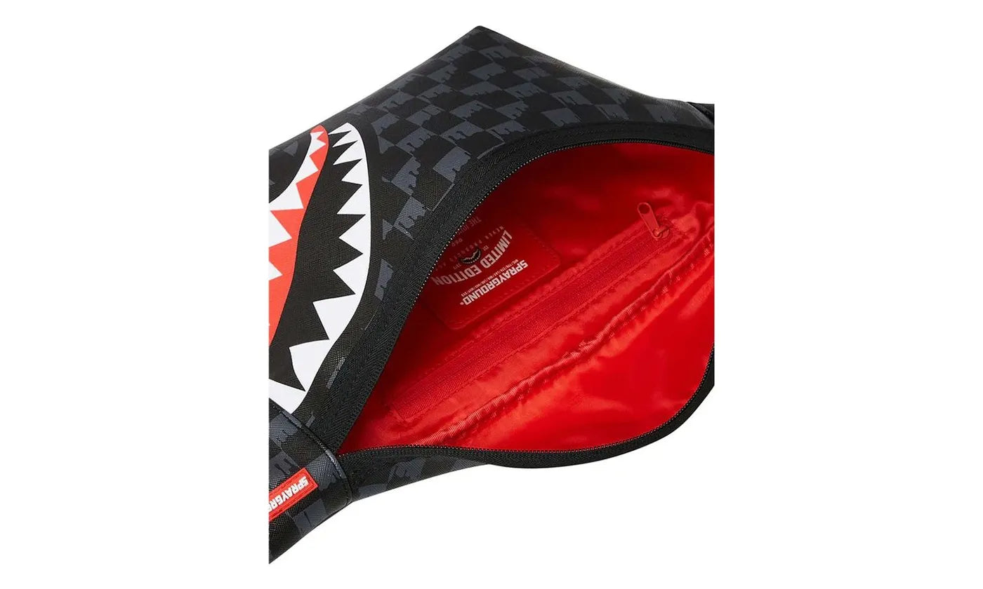 Sprayground Drip Check Shark Savvy Crossbody Black - 910B6573NSZ