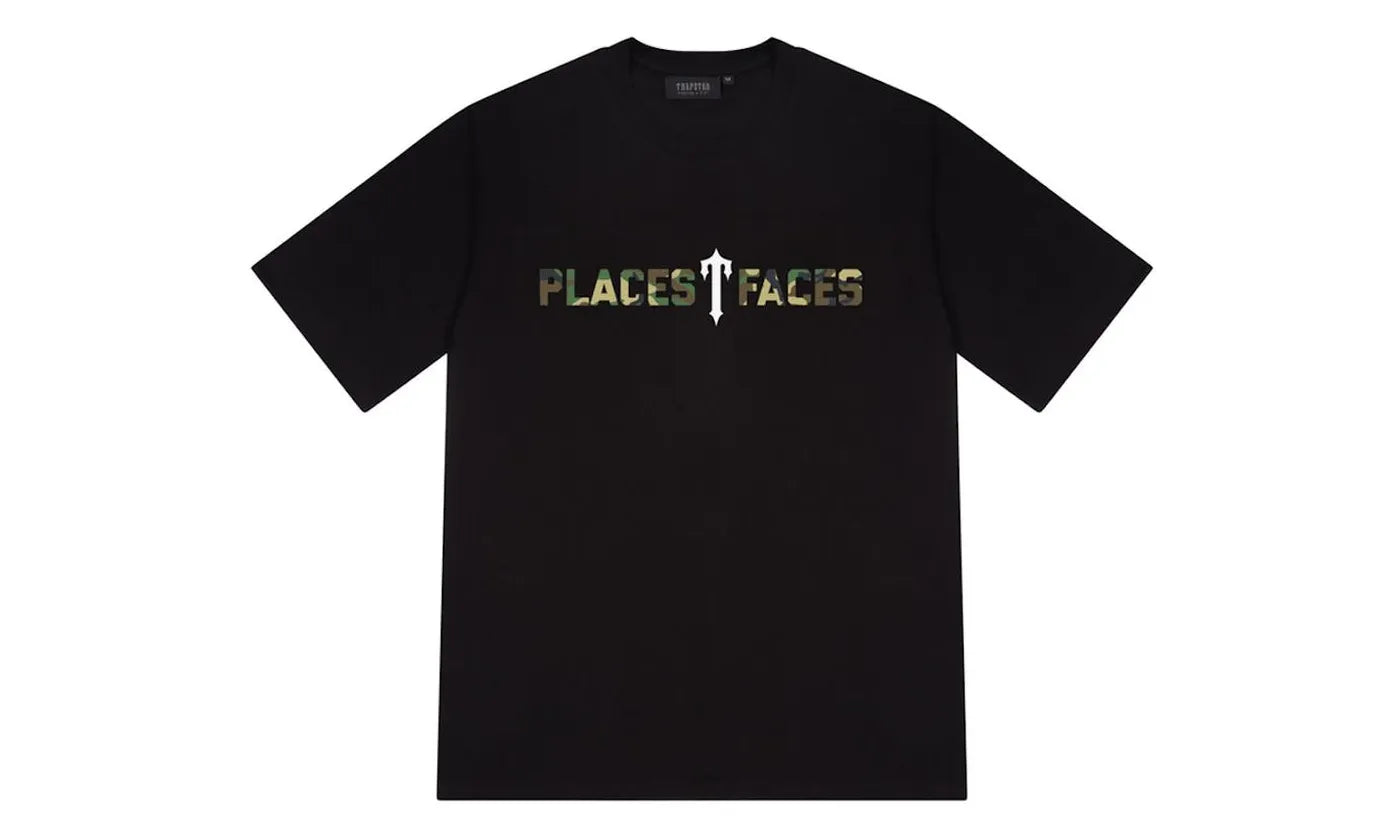 Trapstar x Places + Faces 2.0 Tee Black/Camo - TRAP-TXP+F2-CCAMO