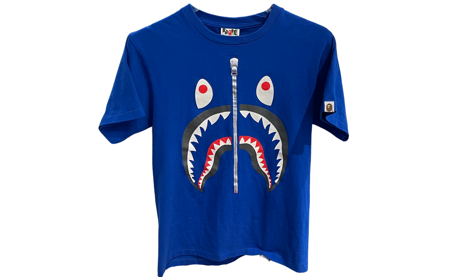 Bape Used Bape Blue Shark Silver Zip Tee  - 119251808