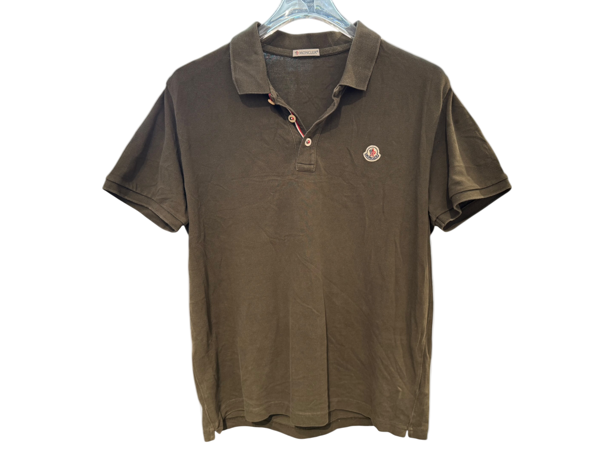 Used Moncler Olive Polo Shirt