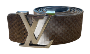 Used Louis Vuitton Belt Initiales Damier Mini Moka