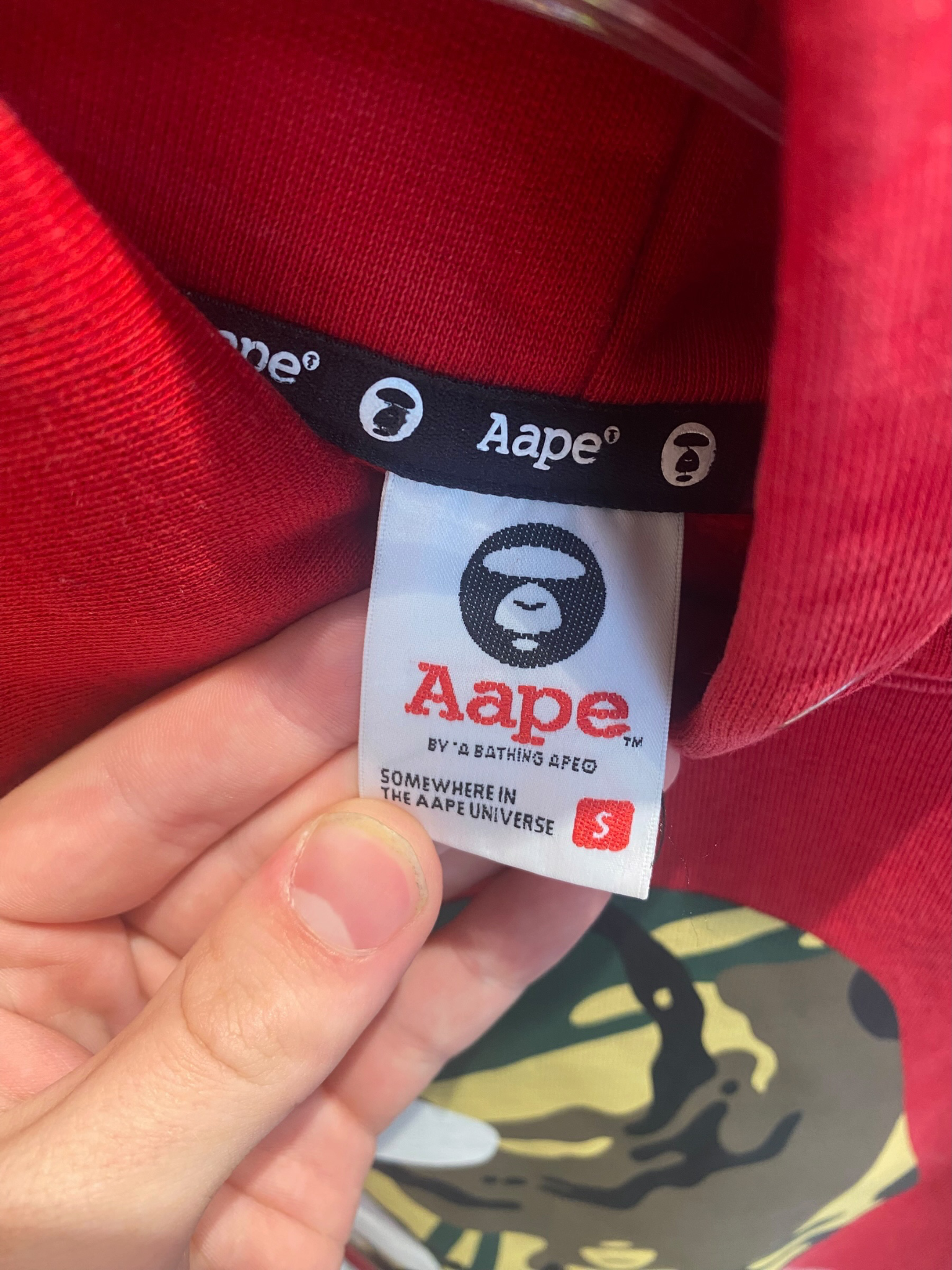 Used AAPE Red Camo Ape Head Hoodie