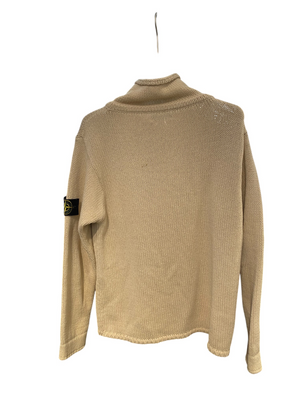 Used Stone Island Cream Knitted Quarter Zip