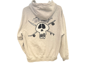 Used Stussy Grey Surf Skate Skull Hoodie