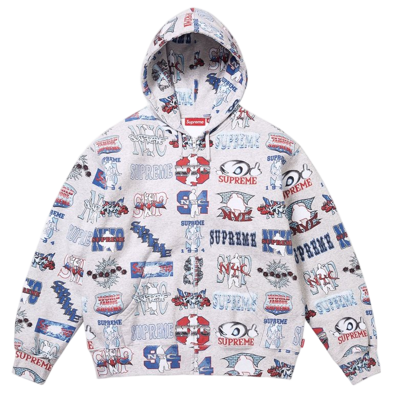 Supreme Flash Zip Up Hooded Sweatshirt White