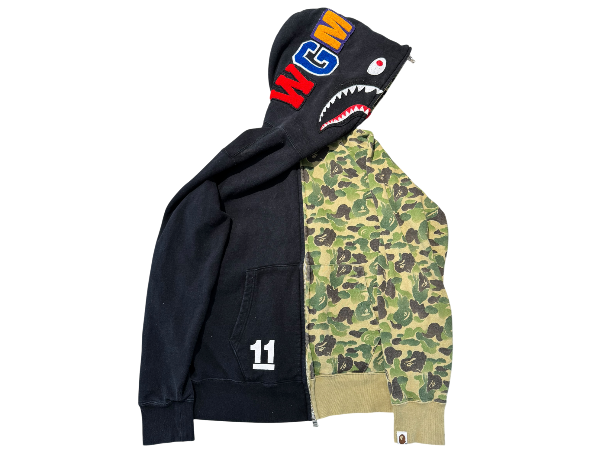Used A BATHING APE BAPE Shark Hoodie Black/Brown Camo