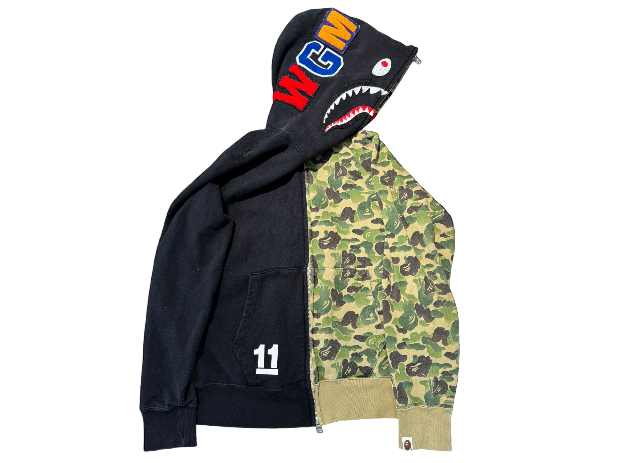 Used A BATHING APE BAPE Shark Hoodie Black/Brown Camo