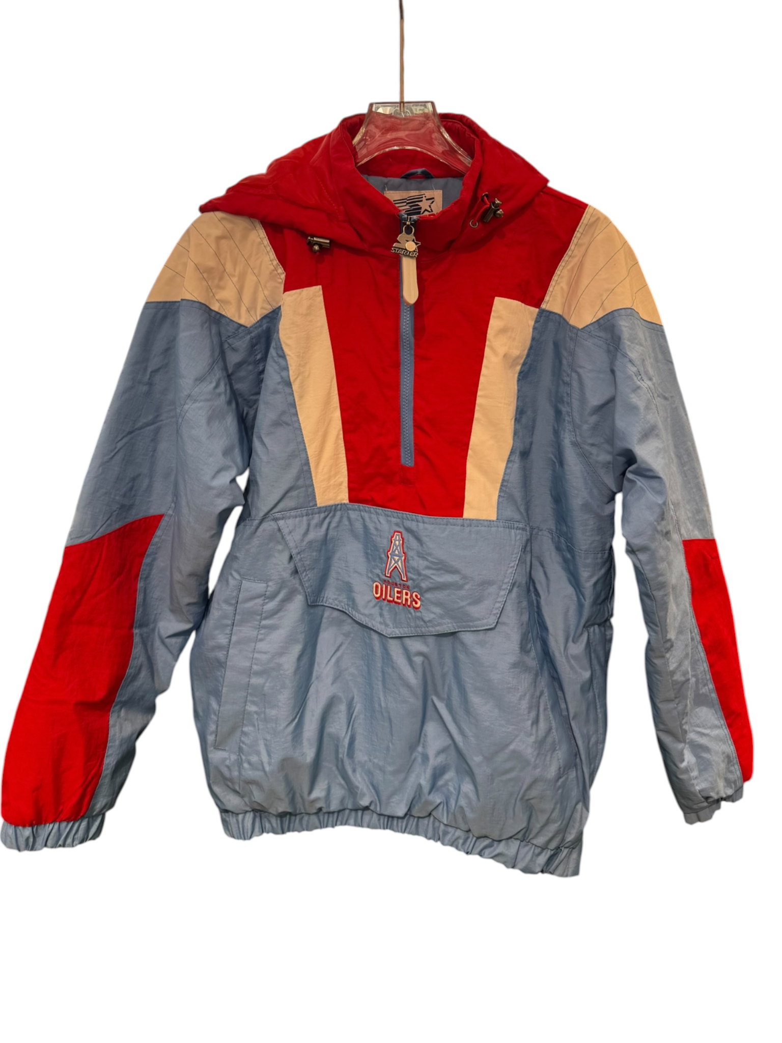 Starter Houston Oilers Hooded Quarter Zip Jacket