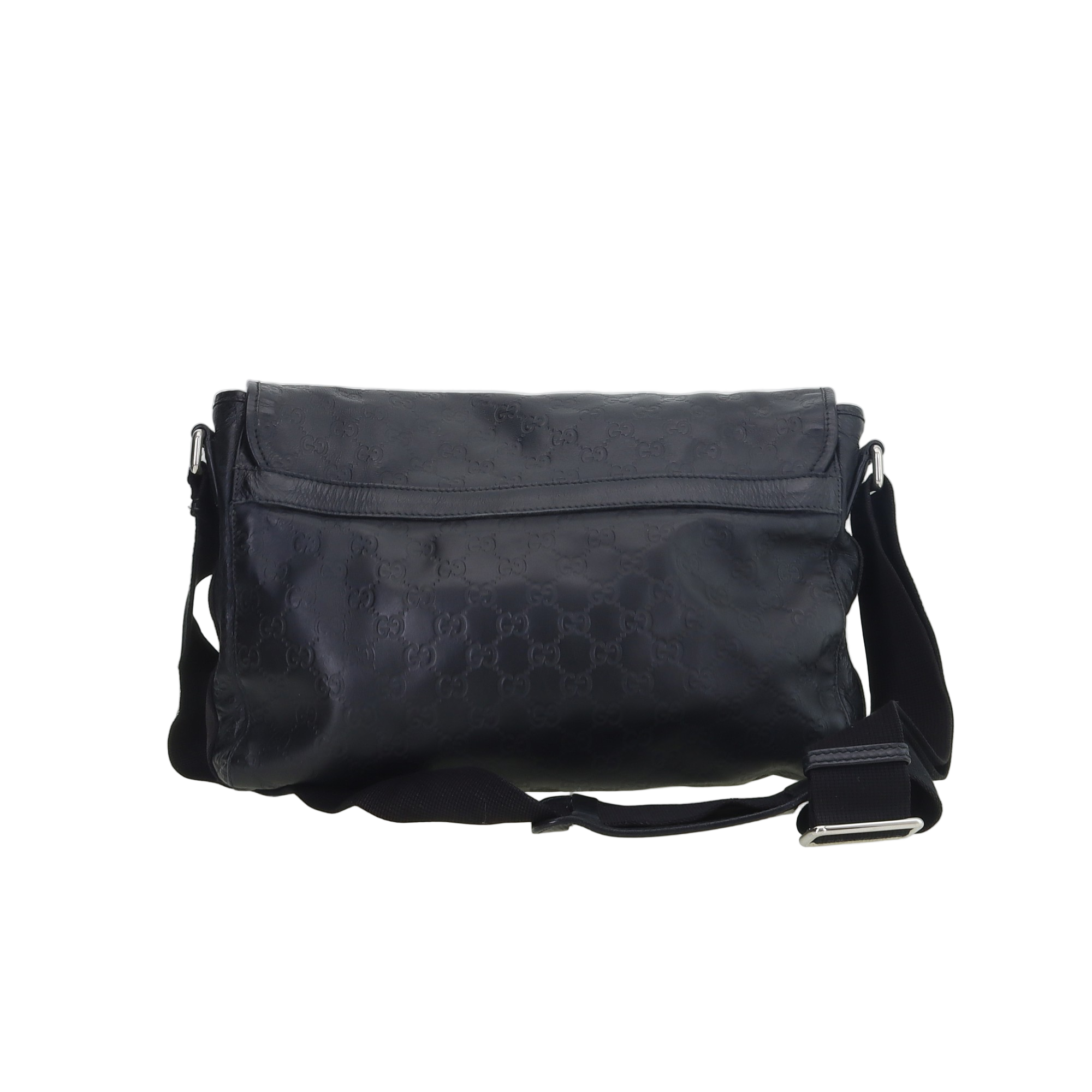 Used Gucci Black Leather GG "Guccissima" Messenger Bag