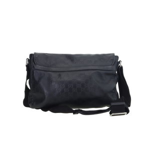 Used Gucci Black Leather GG "Guccissima" Messenger Bag