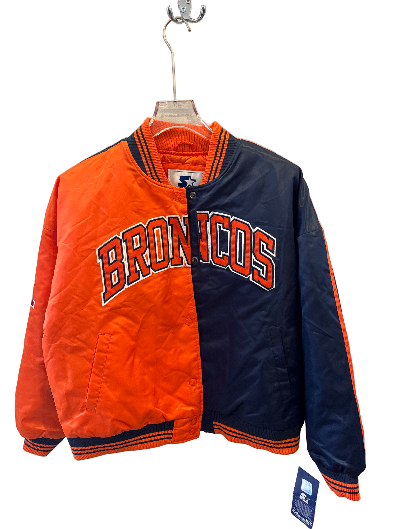Starter denver broncos varsity jacket navy orange