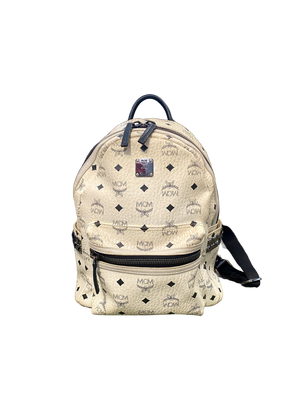 Used MCM White Mini Visetos Backpack