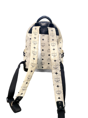 Used MCM White Mini Visetos Backpack