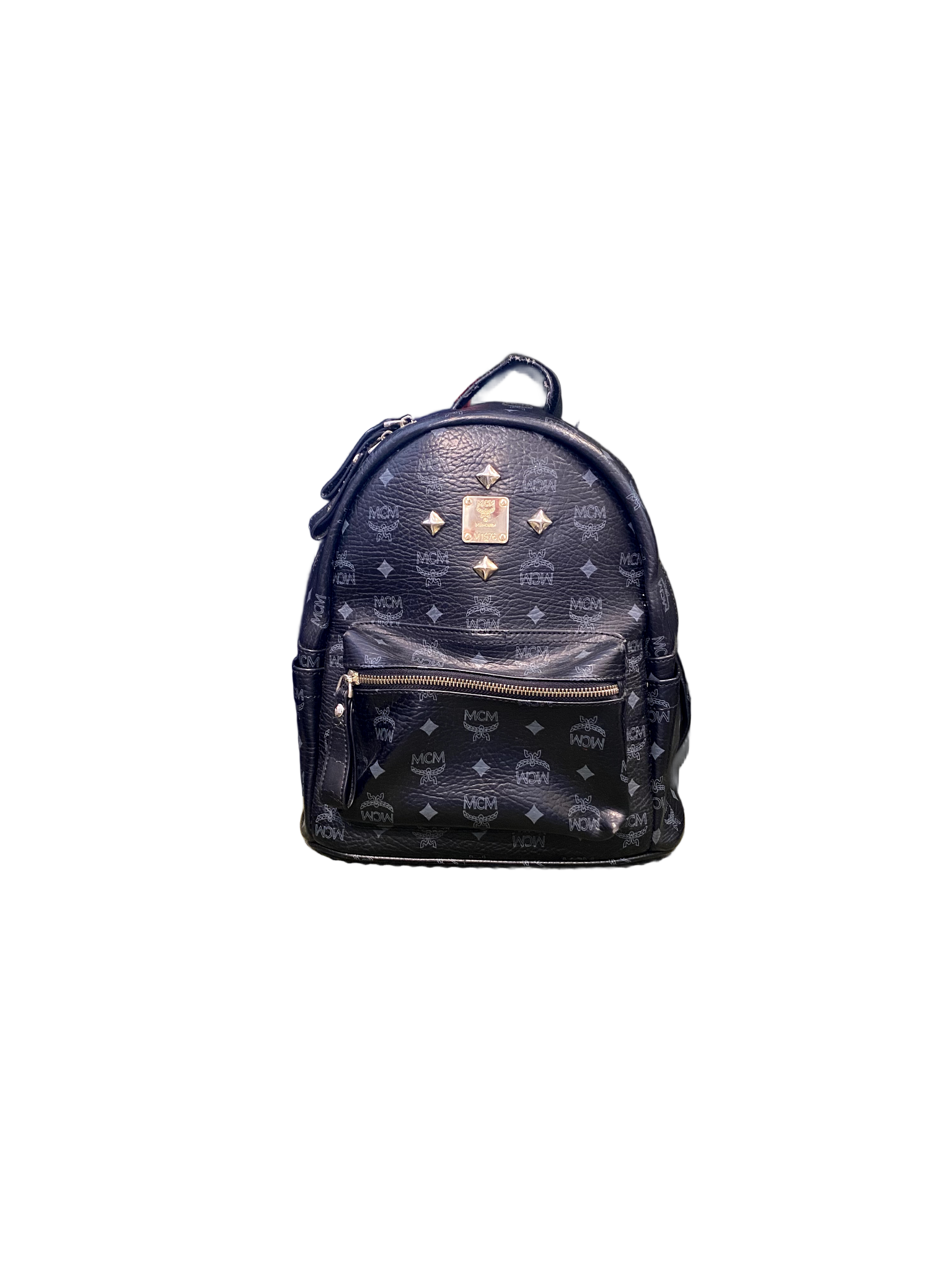 Used MCM Black Visetos Mini Backpack