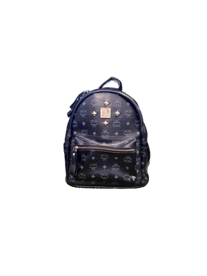Used MCM Black Visetos Mini Backpack