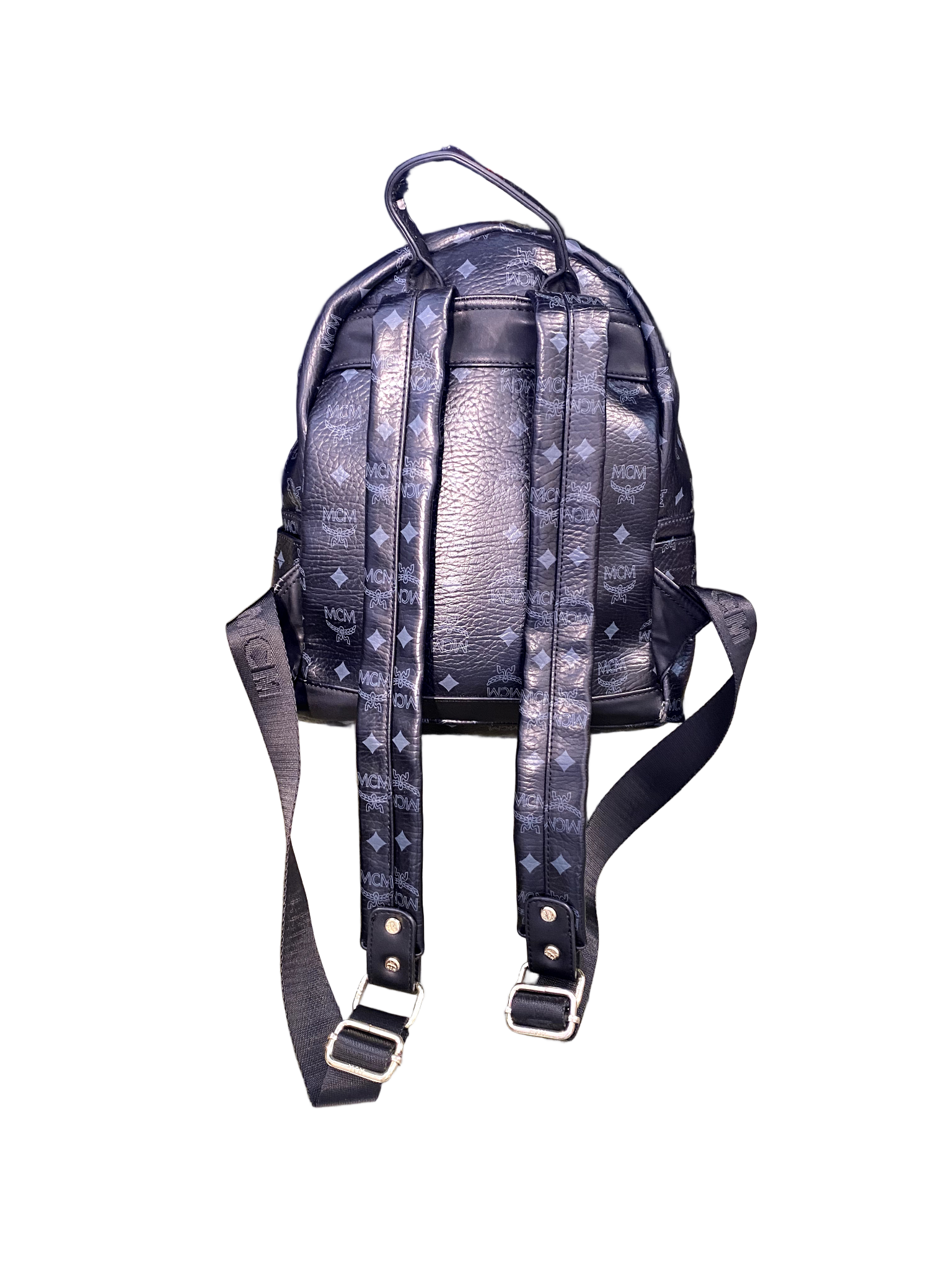 Used MCM Black Visetos Mini Backpack