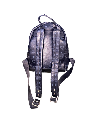 Used MCM Black Visetos Mini Backpack