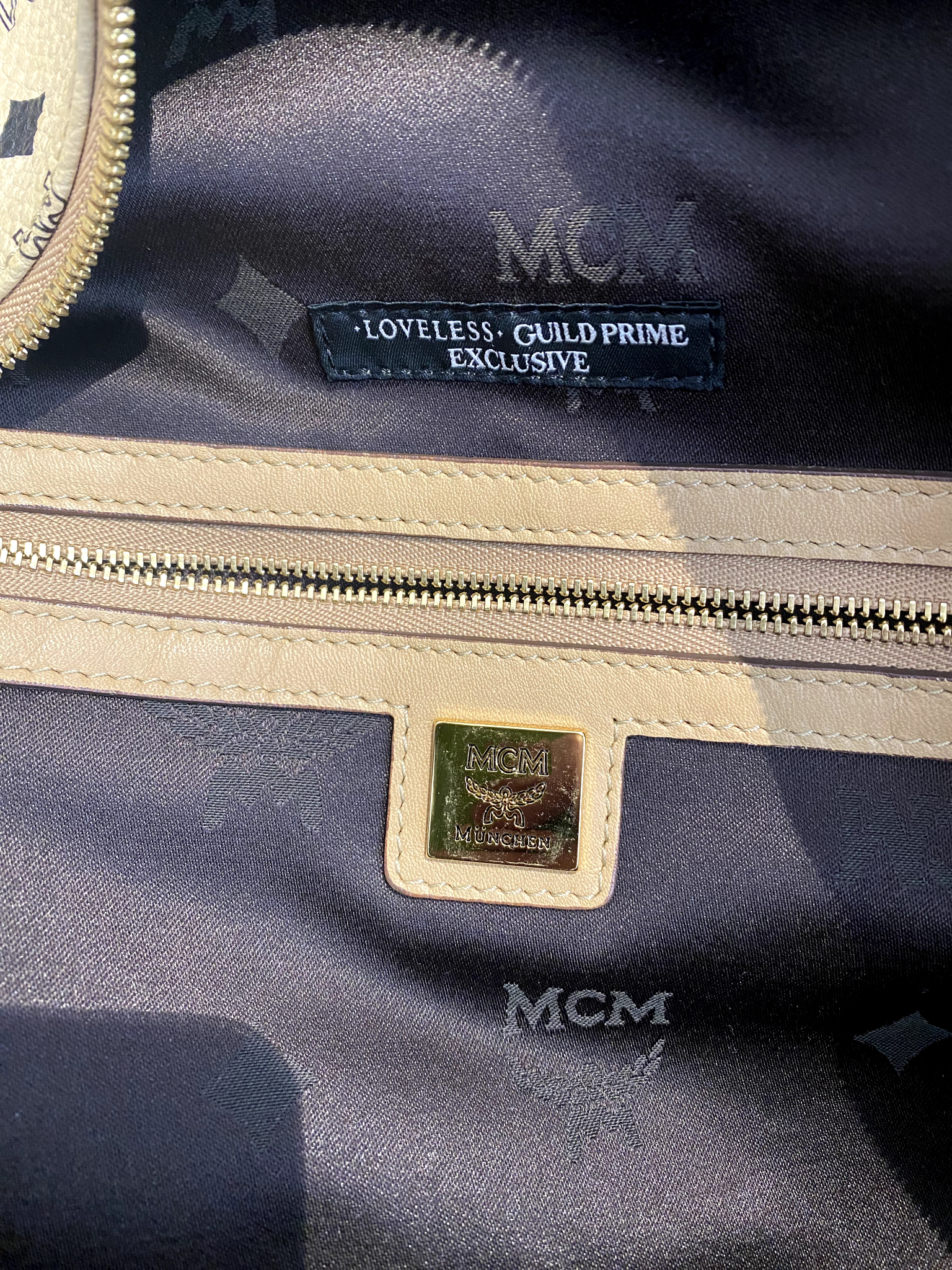 Used MCM Loveless & Guild Prime Exclusive Beige Allover Visetos Backpack