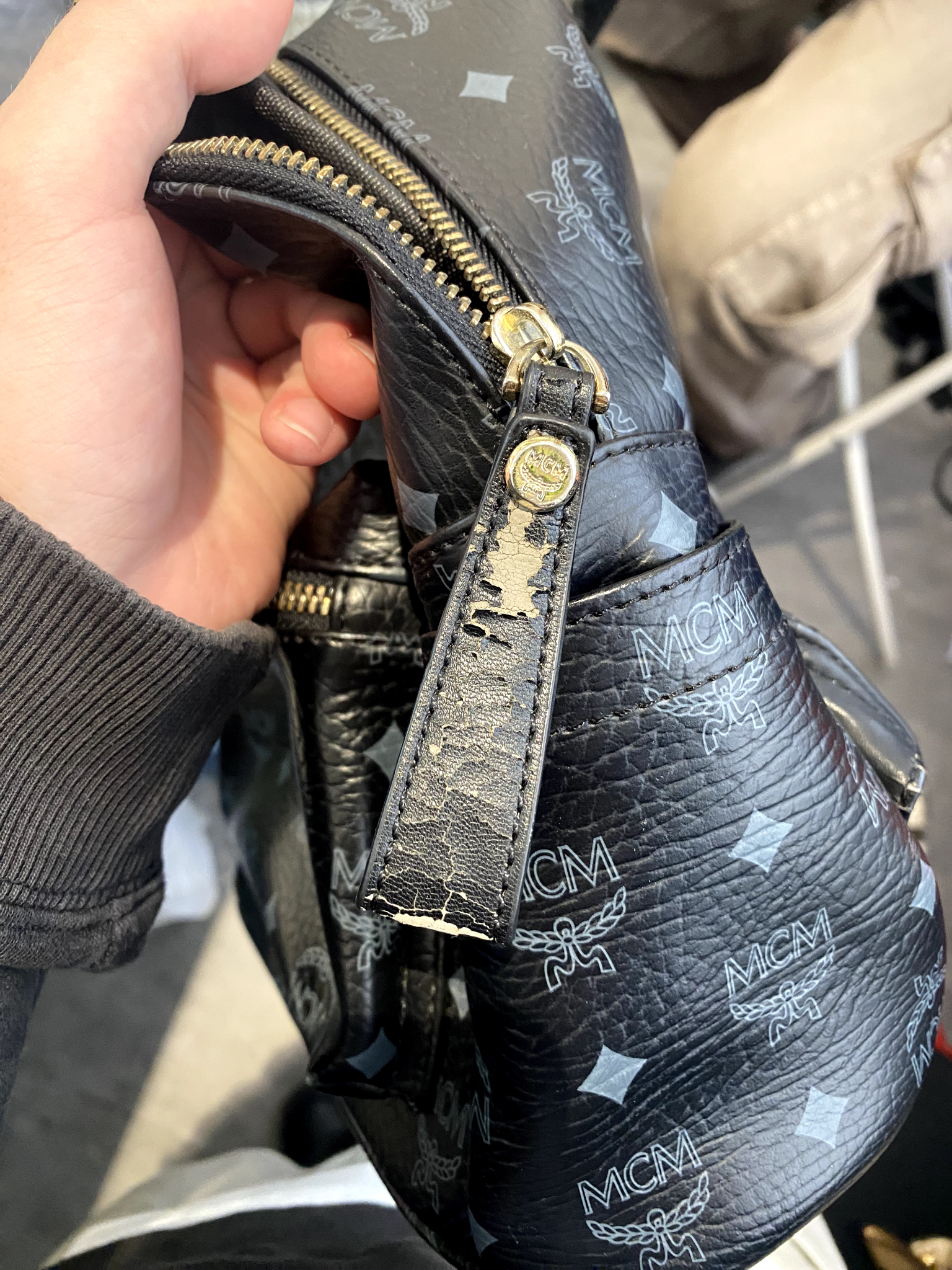 Used MCM Black 4 Viseto Mini Backpack