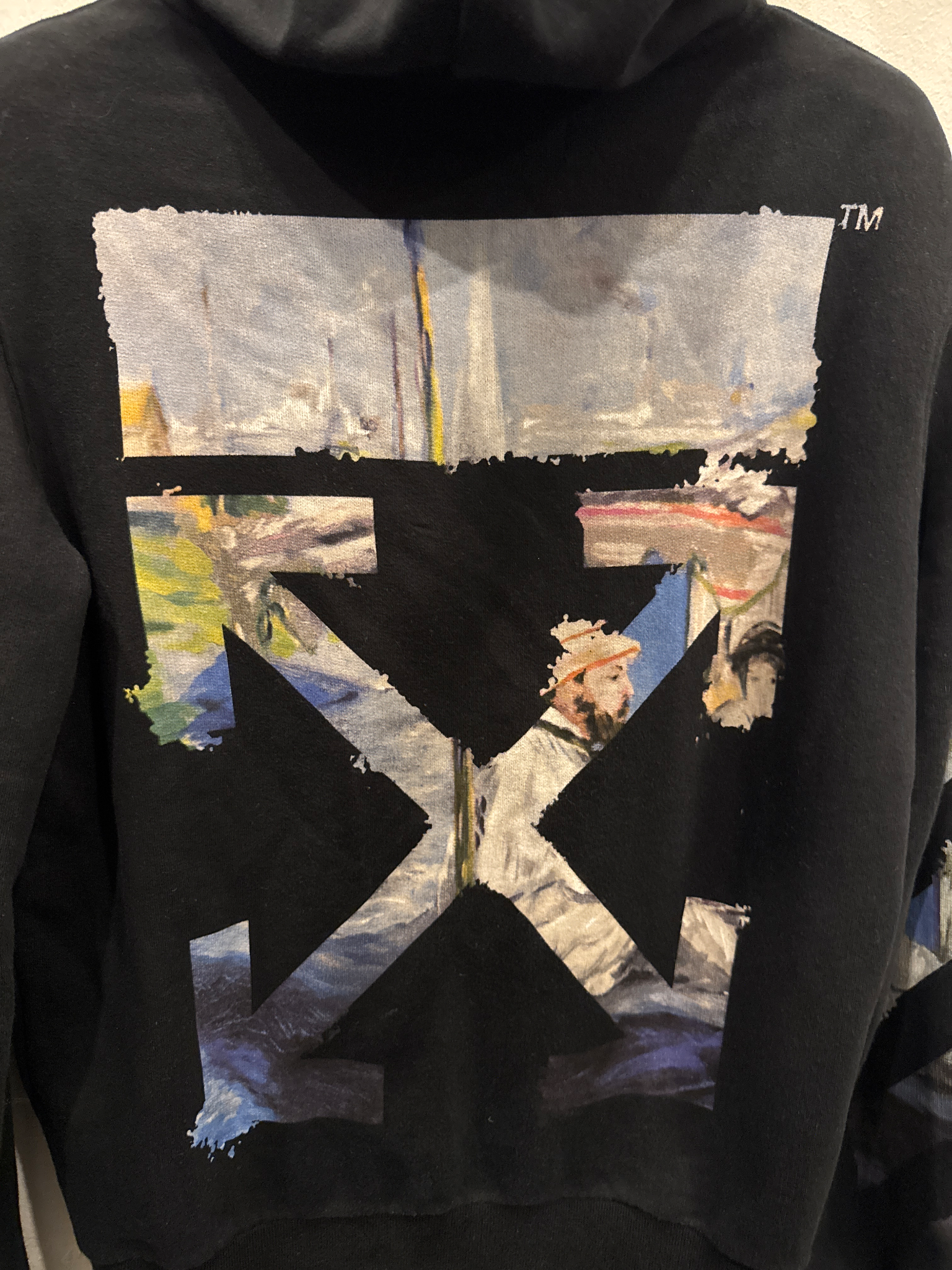 Used Off-white SS19 impressionism monet arrow zip hoodie black