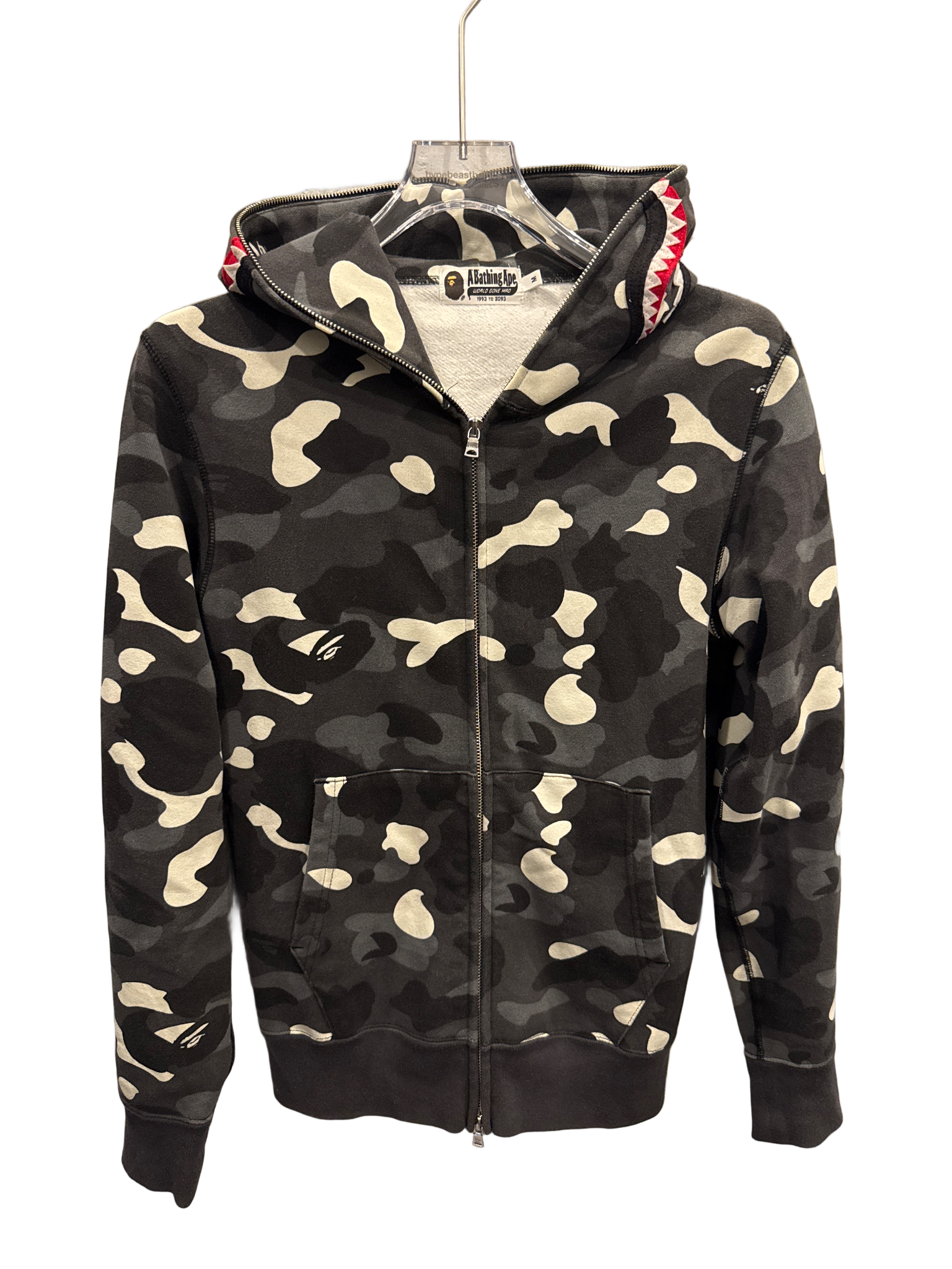 Used Bape black camo zip up hoodie