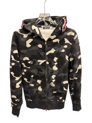 Used Bape black camo zip up hoodie