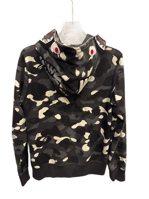 Used Bape black camo zip up hoodie