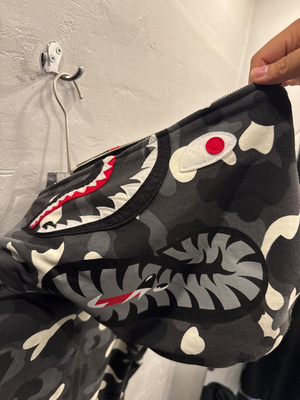 Used Bape black camo zip up hoodie