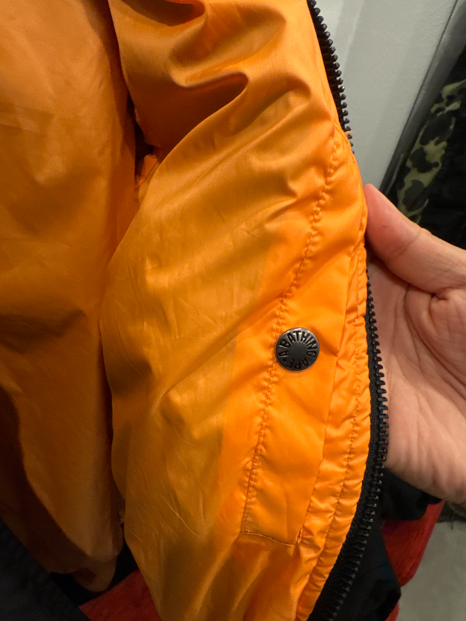 Used Bape black camo varsity zip up jacket