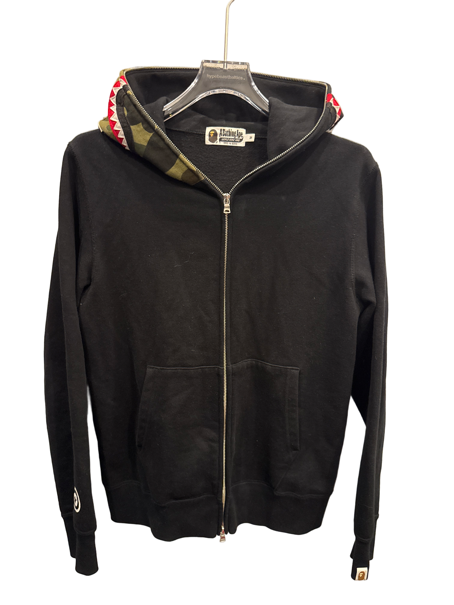 Used Bape Shark Full zip hoodie camo/black hood black