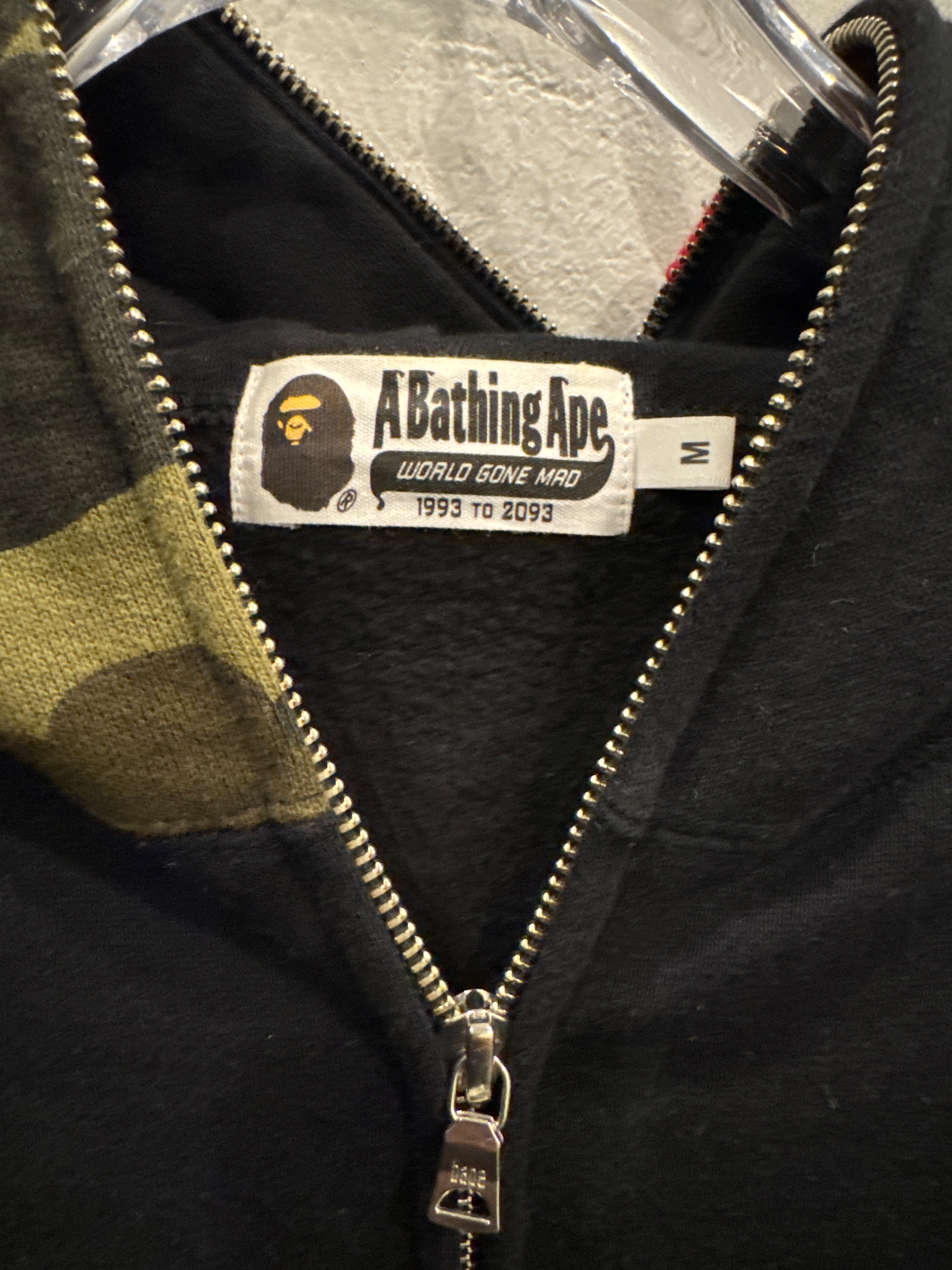 Used Bape Shark Full zip hoodie camo/black hood black