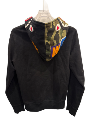 Used Bape Shark Full zip hoodie camo/black hood black