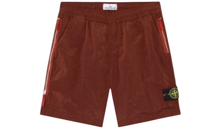 Stone Island Nylon Compass Badge Swimming Shorts Copper Red