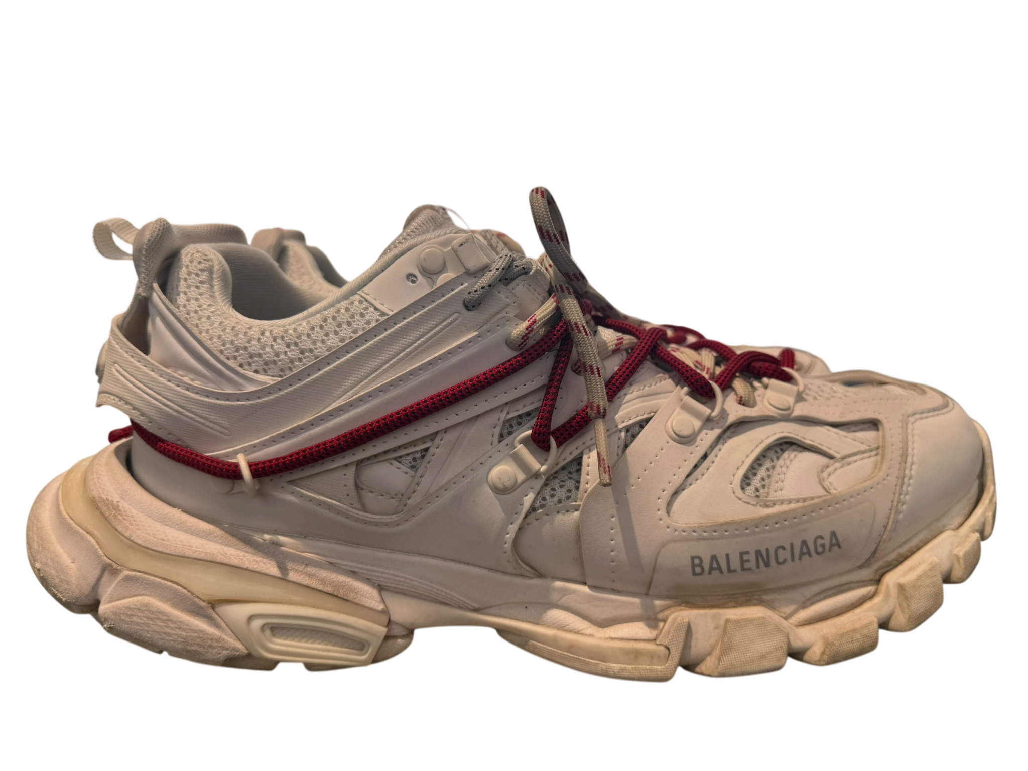 Used Balenciaga Track Trail Laces White Red Grey Black