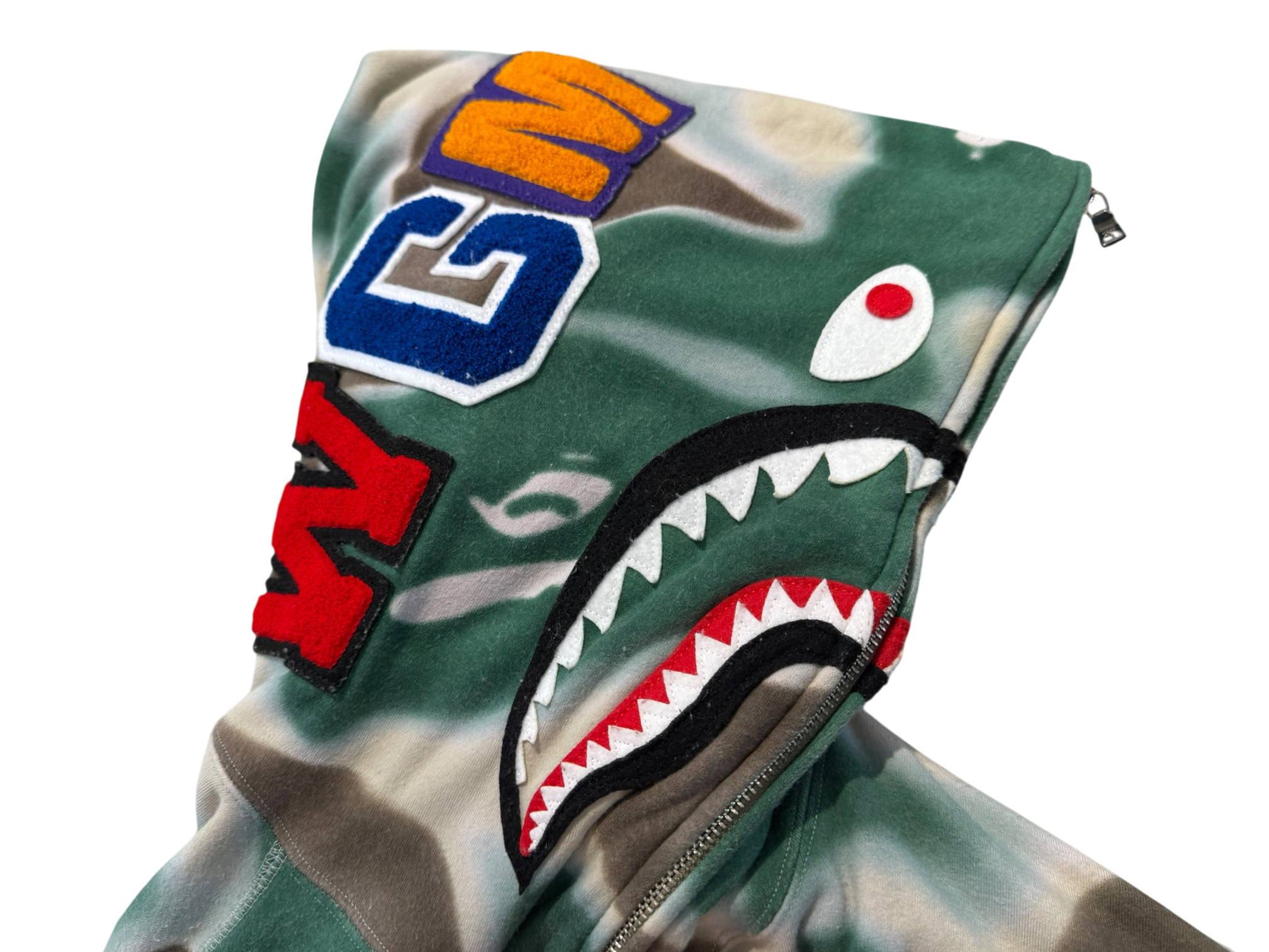 Used Bape Liquid Camo Shark Full Zip Hoodie