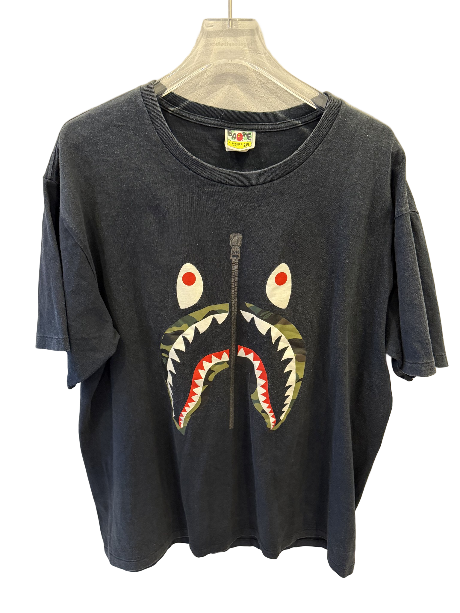 Used Bape Shark Zipper Black Tee