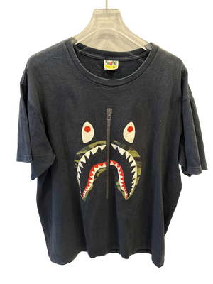 Used Bape Shark Zipper Black Tee