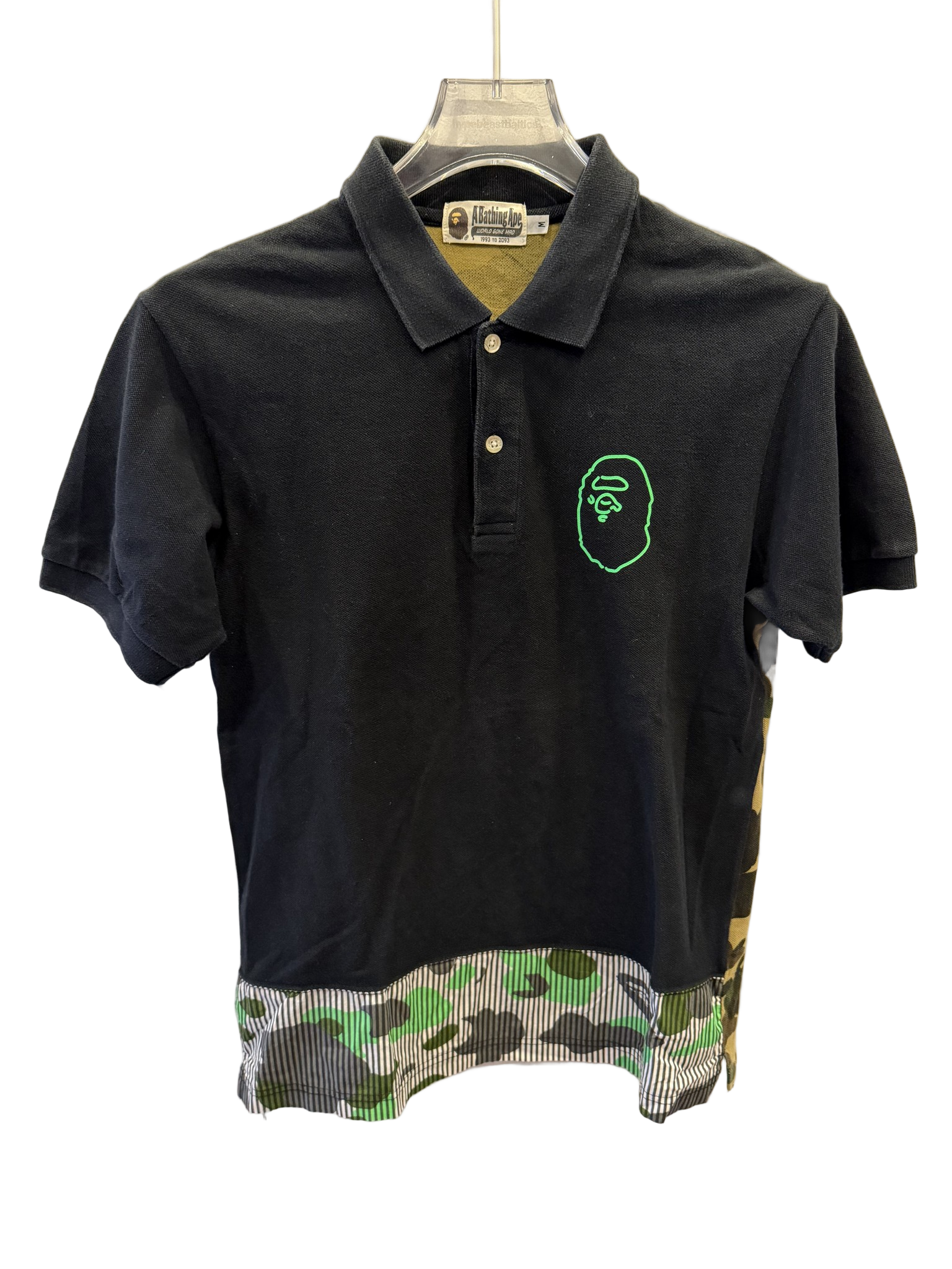 Used Bape Ape Head Camo Back Black Polo